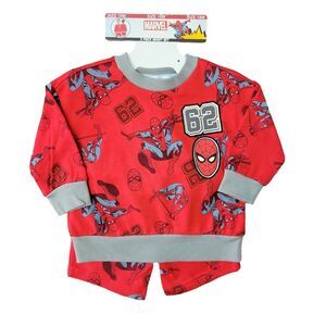 Spiderman - Character Crew Neck Top Long Sleeve Elastic Cuffs Toddler 2 Piece Sh